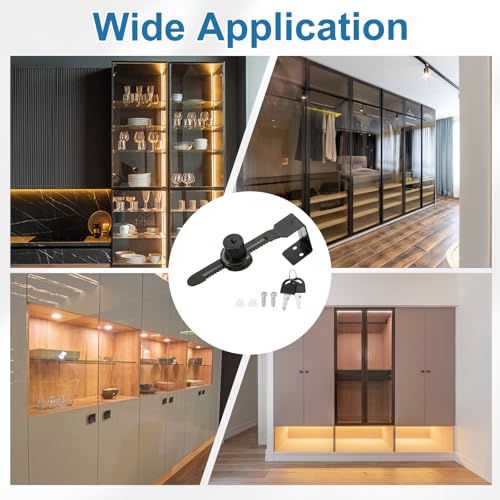 1.7" Luminous Sliding Glass Door Ratchet Lock Fit 1.18-1.57" Black - color: Black, size: 1.7"