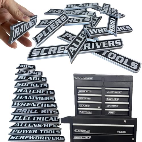 12Pcs 3D Printed Magnetic Toolbox Labels for Metal Drawers, Cabinets, Carts