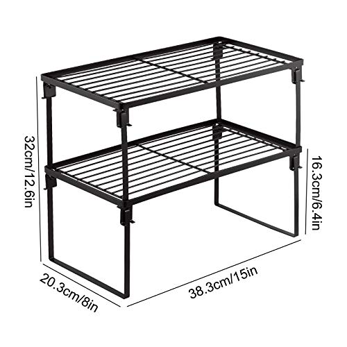 Tomorotec 2-Pack Stackable Kitchen Storage Shelf Rack Metal Cabinet Shelves