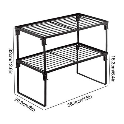 Tomorotec 2-Pack Stackable Kitchen Storage Shelf Rack Metal Cabinet Shelves