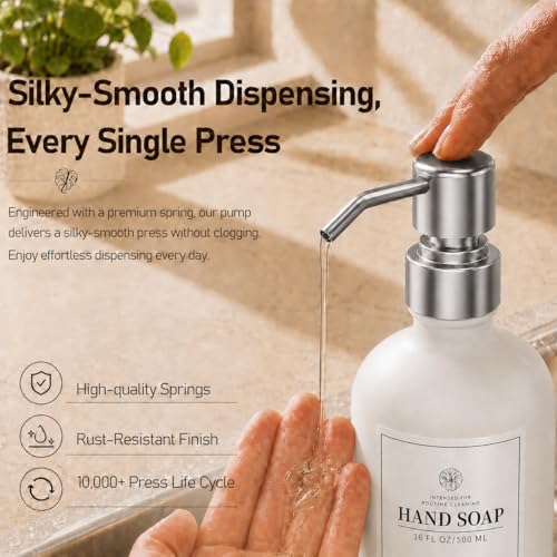 Fachixy White Glass Soap Dispenser 2 Pack, 16 Fl Oz, 14 Waterproof Labels - color: Off-white