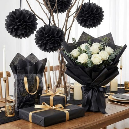 500 Sheets Halloween Black Tissue Paper Bulk 15 x 20 Inch for Gift Bags - color: Black, size: 15 x 20 Inch