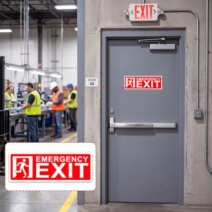 10 Pack Emergency Exit Signs Stickers, 9" x 3"