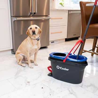 O-Cedar RinseClean Spin Mop & Bucket System + 1 Extra Mop Head | Clean with Clean Water | Removes 99% of Bacteria - color: Rinseclean Spin Mop & Bucket + 1 Extra Refill