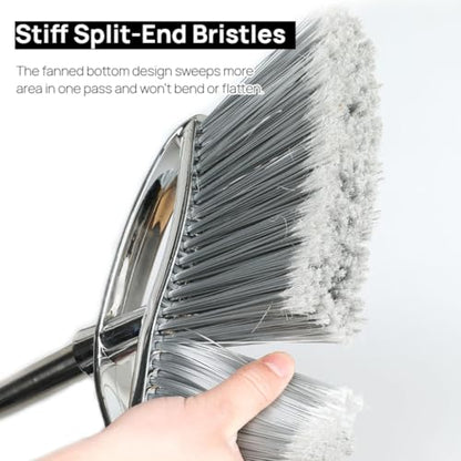 Outdoor Stiff Bristles Angle Broom Heavy Duty Sweeping Patio Broom with Long Handle for Garage Garden Commercial and Industrial