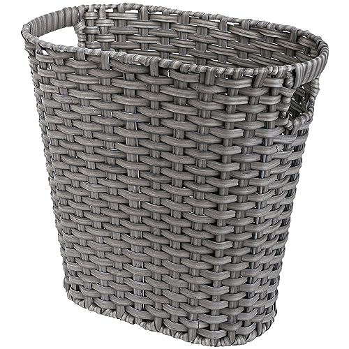 GRANNY SAYS Wicker Bathroom Trash Can, Wicker Waste Basket, Dark Gray - color: Dark Gray, size: Rectangular - 13"L x 7½"W x 12¼"H