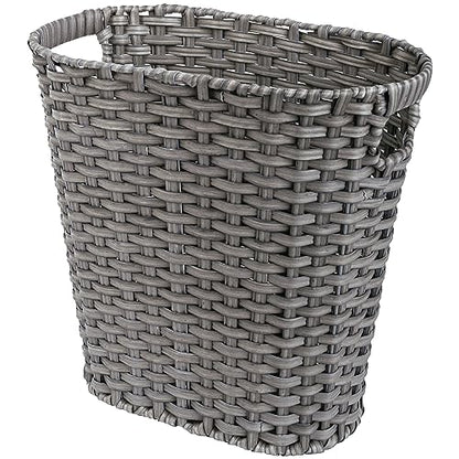 GRANNY SAYS Wicker Bathroom Trash Can, Wicker Waste Basket, Dark Gray - color: Dark Gray, size: Rectangular - 13"L x 7½"W x 12¼"H