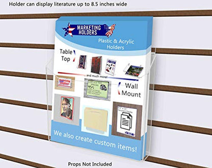 Marketing Holders 6 Pack Slatwall Brochure Holder for 8.5 Inch Wide Advertisement Materials Clear Acrylic Space Saving Catalog Display Rack in Retail Stores and Offices No Assembly Required