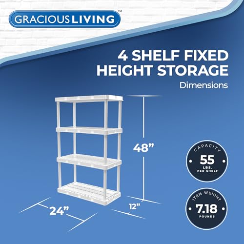 Gracious Living Knect-A-Shelf 4-Shelf Plastic Storage Unit & Rack, White - color: 4 Shelf - White, size: 1 Pack