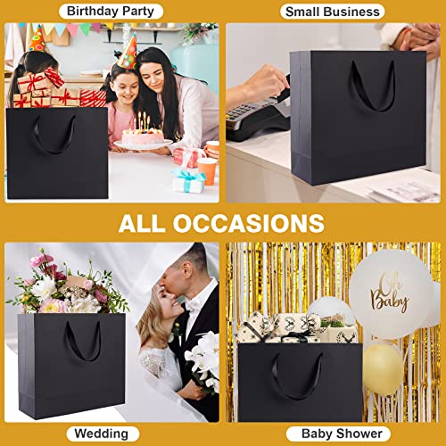 Plauthus 15.7" Black Gift Bags, 12-Pack with Tissue Paper and Ribbon - color: black-12-XL