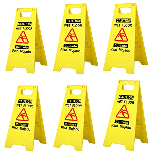CERLMLAND wet floor signs 6 piece double-sided Widely used for business - size: 6-Pack