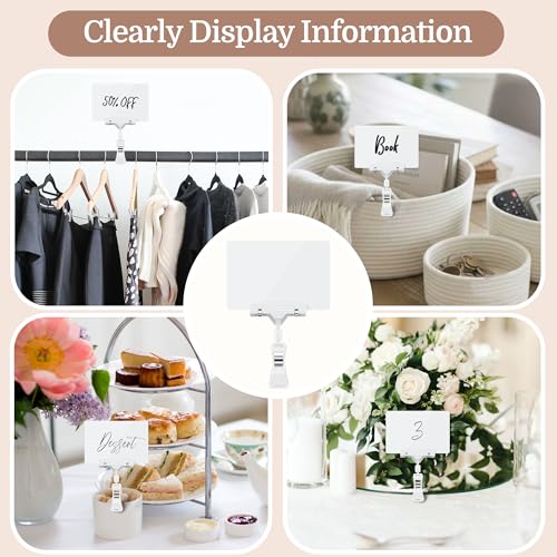 8pc 5.8 x 4.1” Chalkboard Sign with Clips, Double Sided Swivel Holder Clips - color: 8 5.8 x 4.1" White Clips