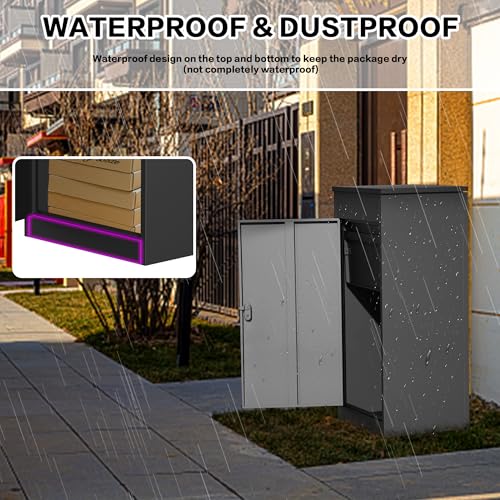 Package Delivery Boxes for Outside,Large Mailbox for Parcel, Anti-Theft Parcel Mailbox with Coded Lock, Wall Mounted Waterproof Home Parcel Box for Porch Yard, Galvanized Steel (19.7”x16.1”x50”) - size: 19.7”x16.1”x50”