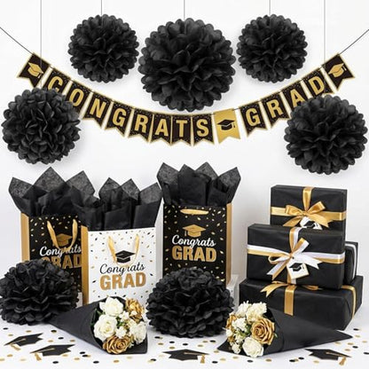 500 Sheets Halloween Black Tissue Paper Bulk 15 x 20 Inch for Gift Bags - color: Black, size: 15 x 20 Inch