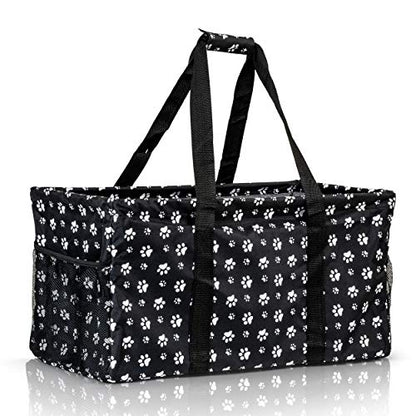 Extra Large Utility Tote Bag - Oversized Collapsible Beach Bag - Dog Paw - color: Dog Paw