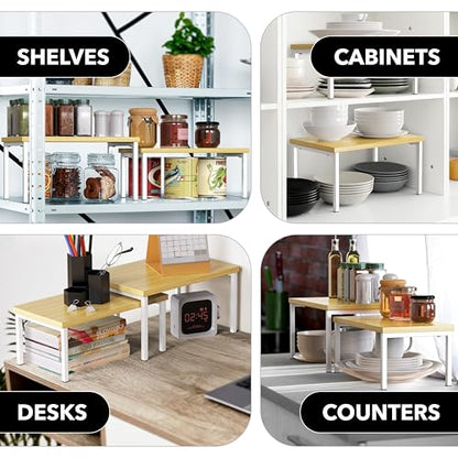 Simple Houseware Stackable Cabinet Counter Shelf Wooden Surface, Oak - color: Oak, size: Standard