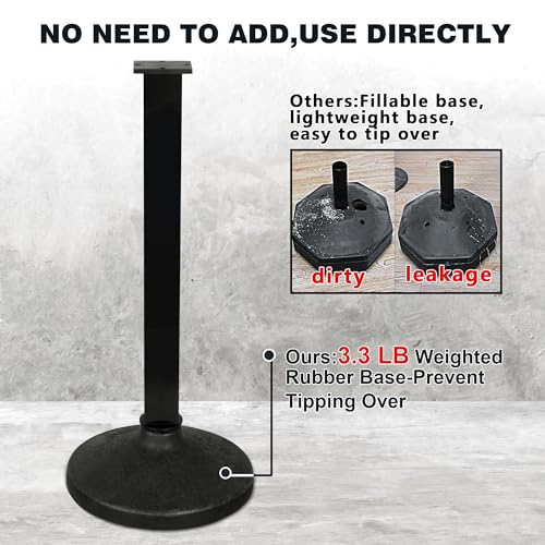 4 Pack Stanchions Post with Velvet Rope, Crowd Control Stanchions, Queue Pole for for Movie Theater, Party Supplies(Black) … - color: 4pack-Black