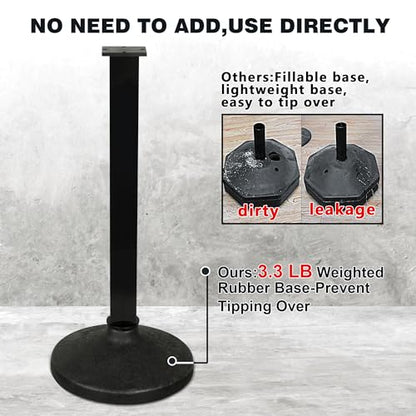 4 Pack Stanchions Post with Velvet Rope, Crowd Control Stanchions, Queue Pole for for Movie Theater, Party Supplies(Black) … - color: 4pack-Black