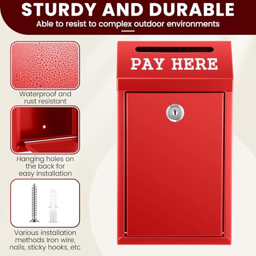 Yaocom Metal Money Cash Box,Red,10.2 X 5.7 X 2.8 Inch - color: Red, size: 10.2 x 5.7 x 2.8 Inch