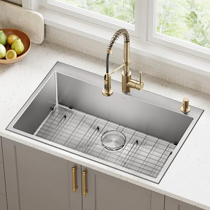 KRAUS Kitchen Soap and Lotion Dispenser in Spot-Free Brushed Brass, KSD-43SFBB - color: Spot Free Brushed Brass