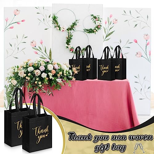 Sweetude 30 Thank You Non Woven Gift Bag Bulk, 10 x 8 x 4 Inch, Black - color: Black, size: 10 X 8 X 4 Inch