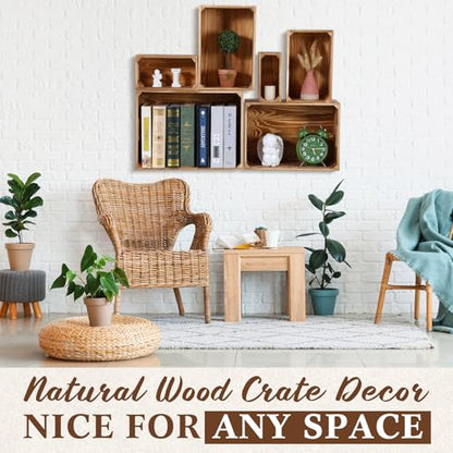 AceOrbit Set of 6 Rustic Wood Crates for Display Nesting Box, Light Brown - color: Light Brown