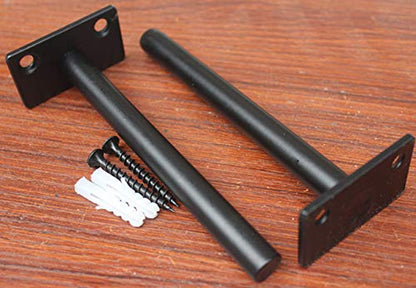 8 Pcs 5" Black Solid Steel Floating Shelf Bracket Blind Shelf Supports - Hidden Brackets for Floating Wood Shelves - Concealed Blind Shelf Support – Screws and Wall Plugs Included - size: 5 Inch, style: 8 Pack-Solid
