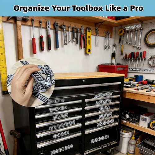 12Pcs 3D Printed Magnetic Toolbox Labels for Metal Drawers, Cabinets, Carts