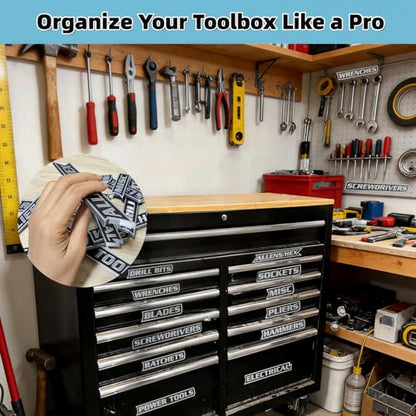 12Pcs 3D Printed Magnetic Toolbox Labels for Metal Drawers, Cabinets, Carts