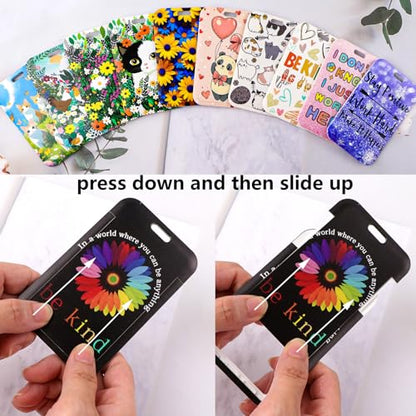 Be Kind Breakaway ID Badge Holder Lanyard with Retractable Badge Reel Cute Flowers Keychain Lanyard for Women Teachers Men Kids for ID Badge Keys Cruise Ship Card Preppy School Reel ID Holder(Black) - color: Be Kind & Flower