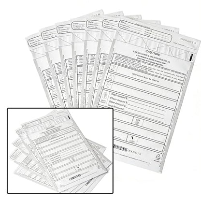 Plastic Tamper-Resistant Money Bags 9x12 - Self-Sealing Cash Deposit Bags White, 100 Pack