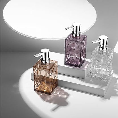 Clear Acrylic Pump Bottle Refillable Lotion Soap Dispenser 10oz Light Brown - color: Clear Light Brown, size: 1 Pack