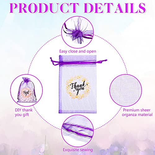 Shappy 100 Pcs 4x6 Inch Purple Organza Bags, Thank You Drawstring Gift Bags - color: Dark Purple, size: 1 Count (Pack of 100)