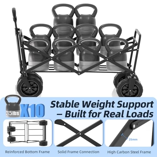 EchoSmile Wagons Carts Foldable Heavy Duty 350Lbs Capacity, Blue - color: Blue