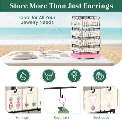 EsLuker.ly Rotating Earring Display Holder Stand for Vendors Selling, Pink - color: Pink+Black