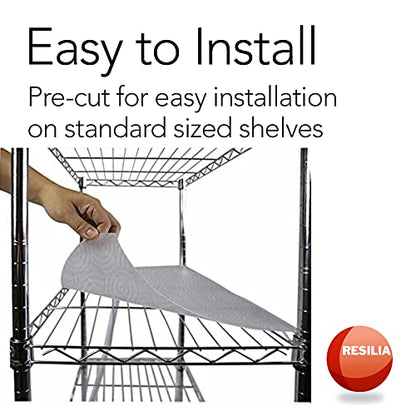 RESILIA Shelf Liner Set for Wire Shelving Units – 5 Pack, 18 Inches x 36 Inches, Clear Swirl Spiral Pattern, Anti-Slip, Heavy Duty, Made in The USA, for Kitchen, Bathroom, Garage Storage, Made in USA - size: 18" x 36" (Pack of 5)