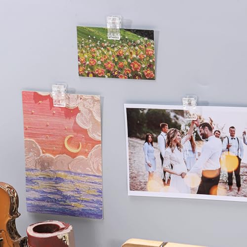 25 Pieces Self Adhesive Clips and 25 Pcs Magnetic Clips for Hanging - style: Clear Magnetic + self-adhesive