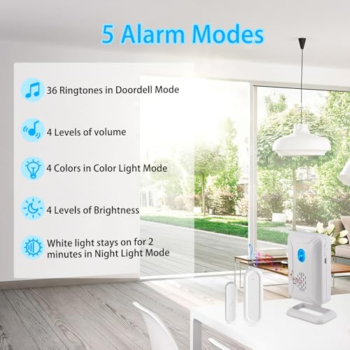 GreenCycle Door Sensor Chime When Door Opens, Entry Alert Chime - color: 3 receivers + 2 chimes