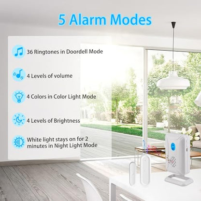 GreenCycle Door Sensor Chime When Door Opens, Entry Alert Chime - color: 3 receivers + 2 chimes