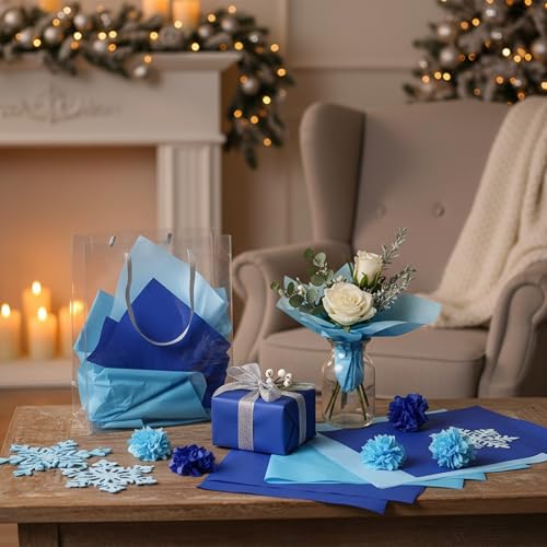 500 Sheets Blue Tissue Paper Bulk 20 x 30 Inch for Homecoming Gift Bags - color: Blue Series, size: 20 x 30 Inch