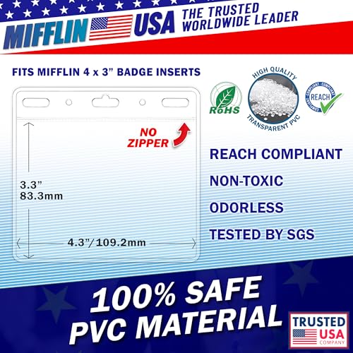 4x3 Horizontal ID Name Badge Holder - Quick Load Zipperless, 100 Pack