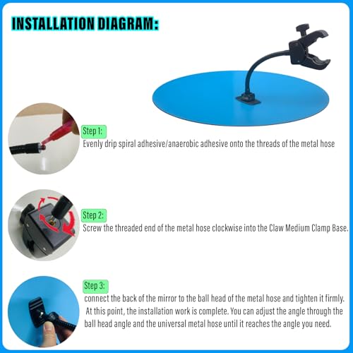 12" HD Frameless Acrylic Convex Mirror, Wide Angle Garage Blind Spot Mirror - size: 12 inch wide-angle lens+clip