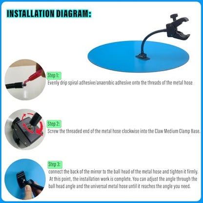 12" HD Frameless Acrylic Convex Mirror, Wide Angle Garage Blind Spot Mirror - size: 12 inch wide-angle lens+clip