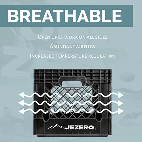 JEZERO 24 Quart 4-Pack Heavy Duty Plastic Crate | Stackable Multi-Purpose Storage Bin for Garage, Home, Office, Groceries, Outdoor, Camping & Kayaking | Black Utility Tote, 19" x 13" x 11" - style: 4-pack