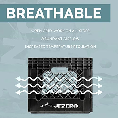 JEZERO 24 Quart 4-Pack Heavy Duty Plastic Crate | Stackable Multi-Purpose Storage Bin for Garage, Home, Office, Groceries, Outdoor, Camping & Kayaking | Black Utility Tote, 19" x 13" x 11" - style: 4-pack