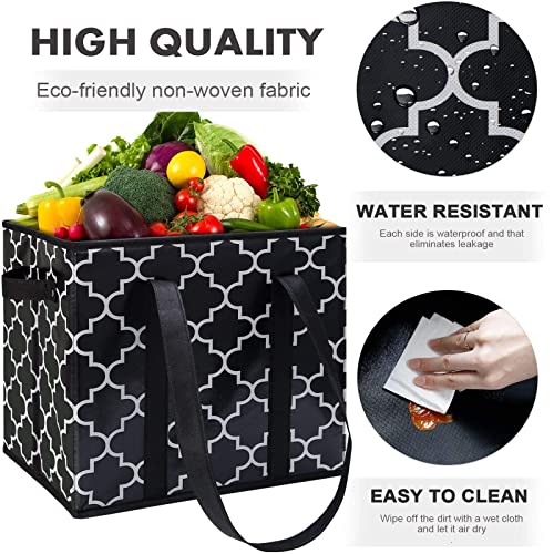 Reusable Grocery Bags 4-Pack Foldable Washable Large Storage Basket, Black - color: Black, size: 4 Pack