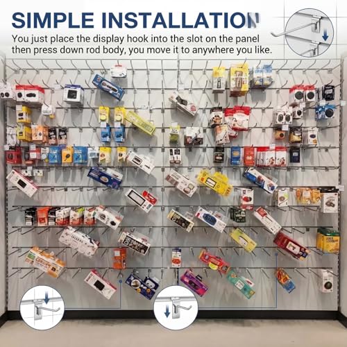 Ferraycle 24 Pack Heavy Duty Slatwall Hooks 4/6/8 Inch Slat Wall Hooks Slatwall Accessories Metal Wall Panel Hangers for Garage Organization Retail Display Shelves Tools and Equipment Hanging(Silver) - color: Silver