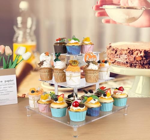 Gonice Display Riser, 3 Tier Acrylic Display Stand for Desk