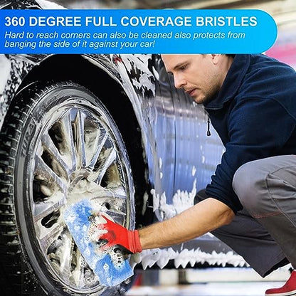Vesici 4 Pcs Car Wash Brush Head with Soft Detailing Bristle Flow Thru Car Cleaning Brush Exterior Cars Wash Equipment for Auto Truck RV Boat Camper Washing, 10 Inch (Blue) - color: Blue