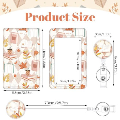 3 Pack Retractable Badge Holder Set, Book Pattern, Vertical Id Holder - color: Book Pattern